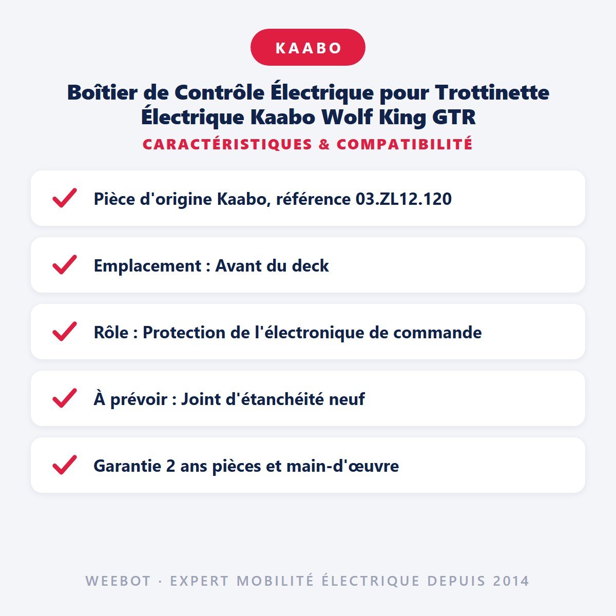 Boîtier de Contrôle Électrique pour Trottinette Électrique Kaabo Wolf King GTR - Weebot