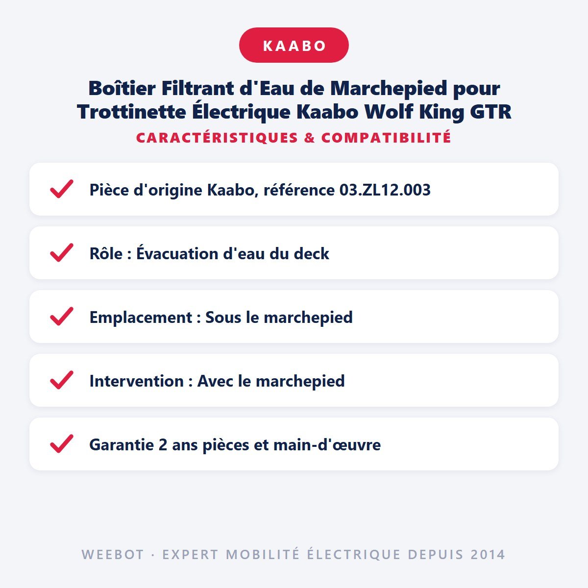 Boîtier Filtrant d'Eau de Marchepied pour Trottinette Électrique Kaabo Wolf King GTR - Weebot