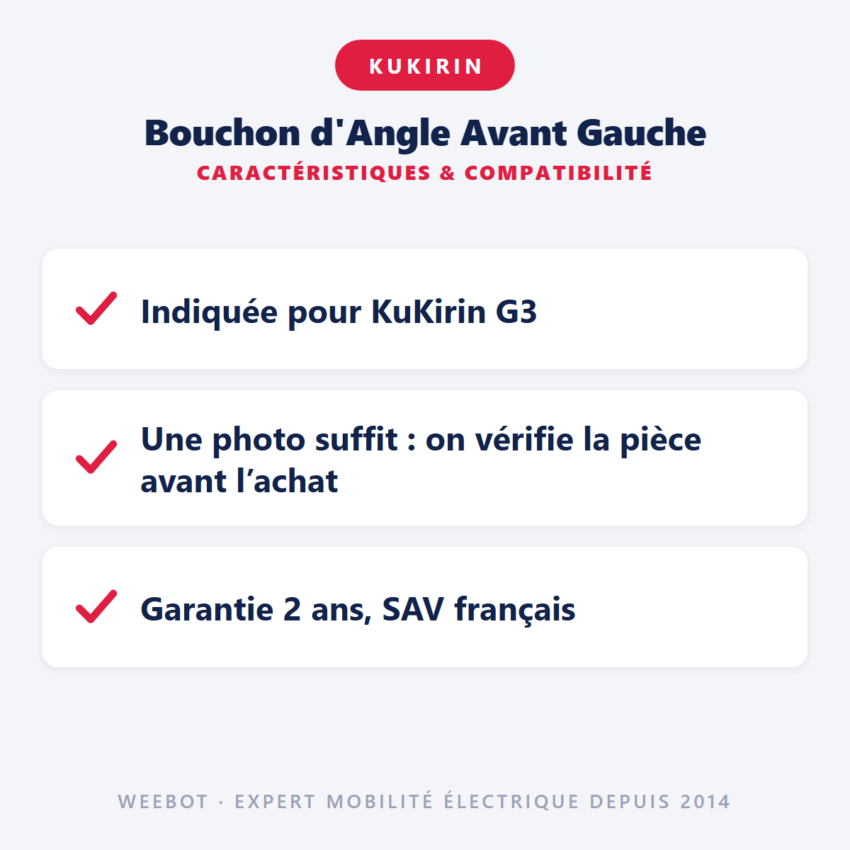 Bouchon d'Angle Avant Gauche : caractéristiques et compatibilité