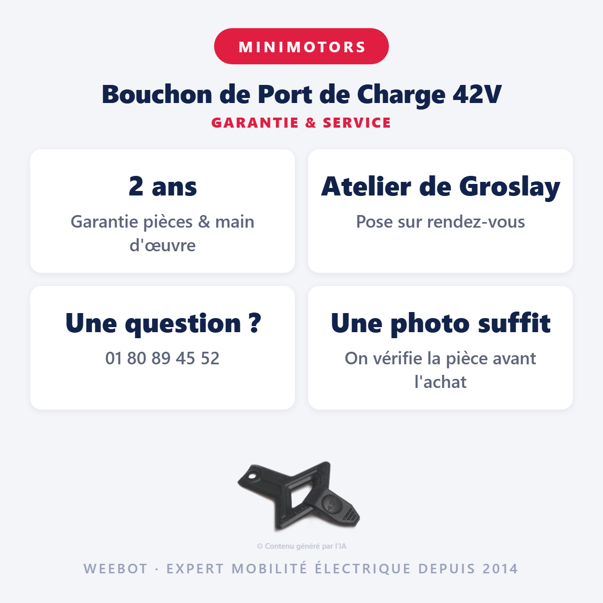Bouchon de Port de Charge 42V : garantie 2 ans et service après-vente