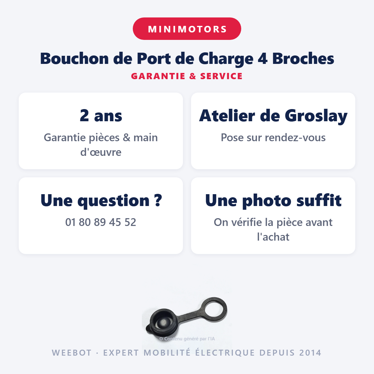 Bouchon de Port de Charge 4 Broches : garantie 2 ans et service après-vente
