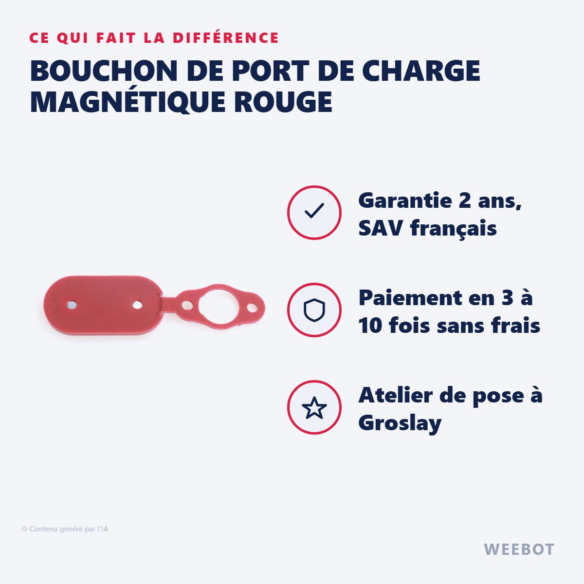 Bouchon de Port de Charge Magnétique Rouge : les points forts