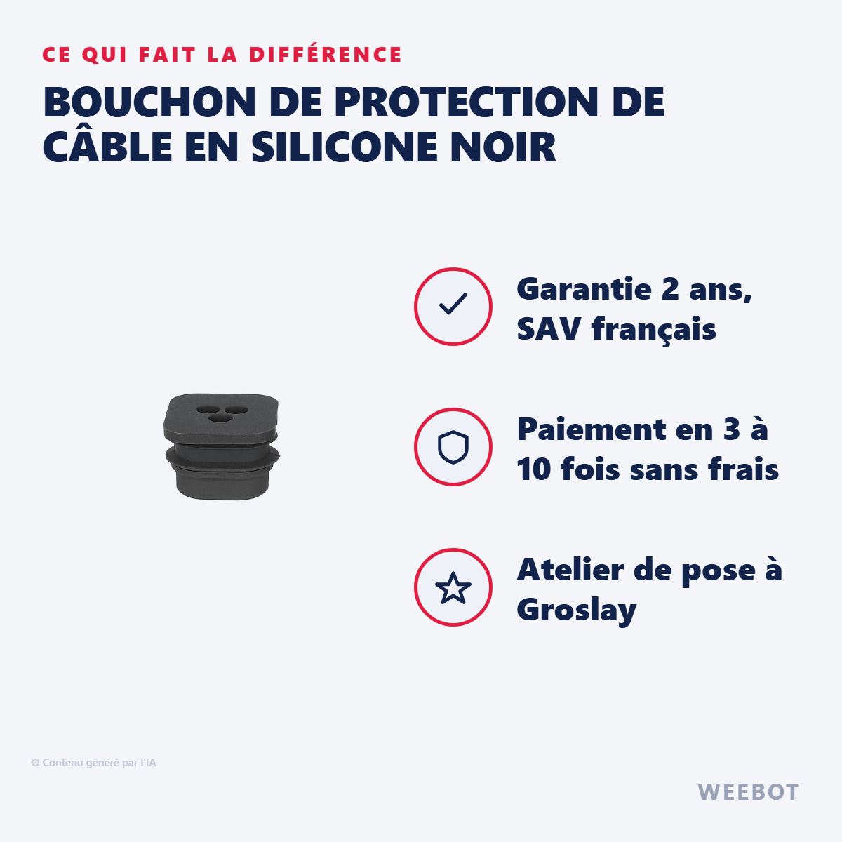 Bouchon de Protection de Câble en Silicone Noir : les points forts