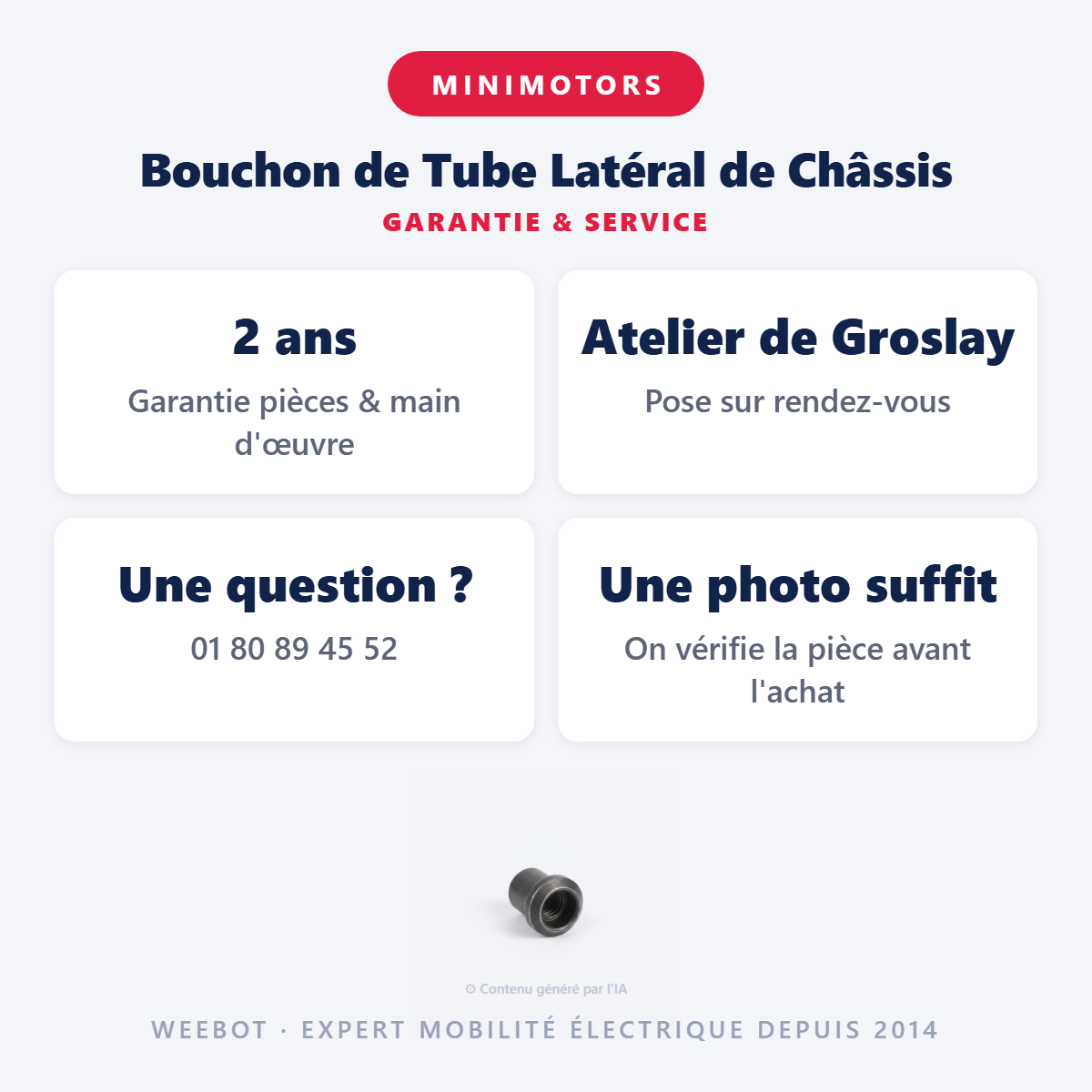 Bouchon de Tube Latéral de Châssis : garantie 2 ans et service après-vente
