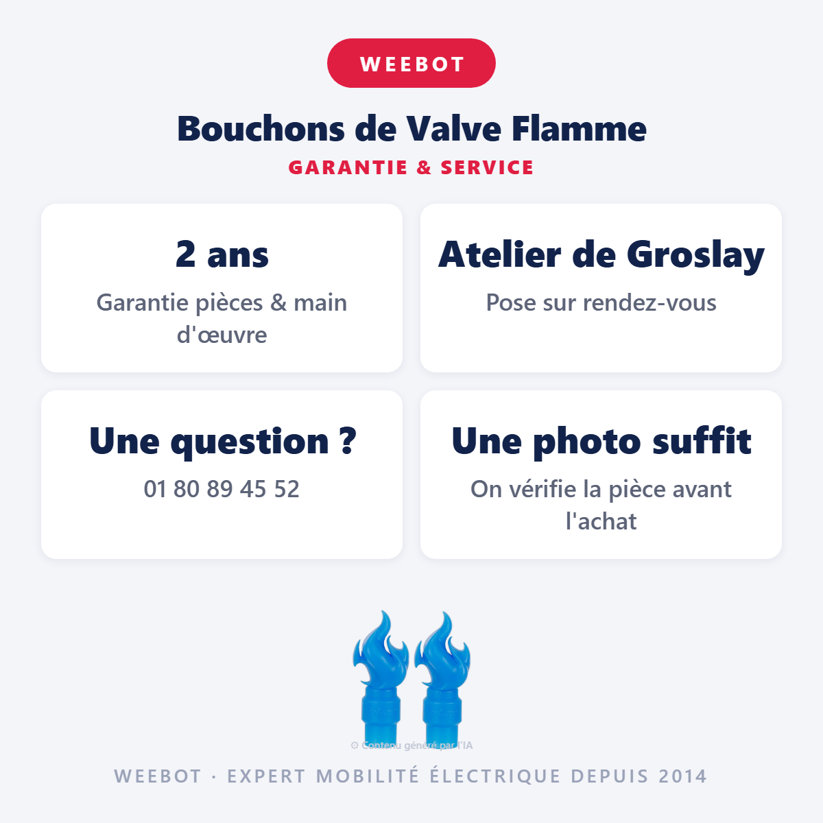 Bouchons de Valve Flamme : garantie 2 ans et service après-vente