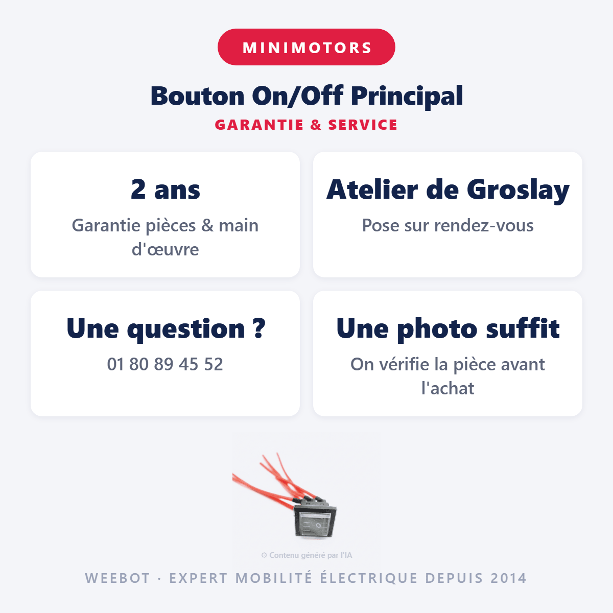Bouton On/Off Principal pour Trottinette Électrique Dualtron Minimotors - Weebot