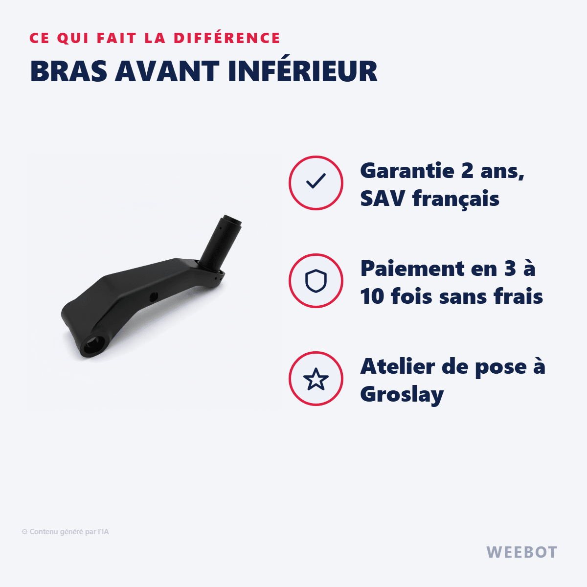 Bras Avant Inférieur pour Trottinette Electrique Teverun Fighter 7260R Version 2024 - Weebot