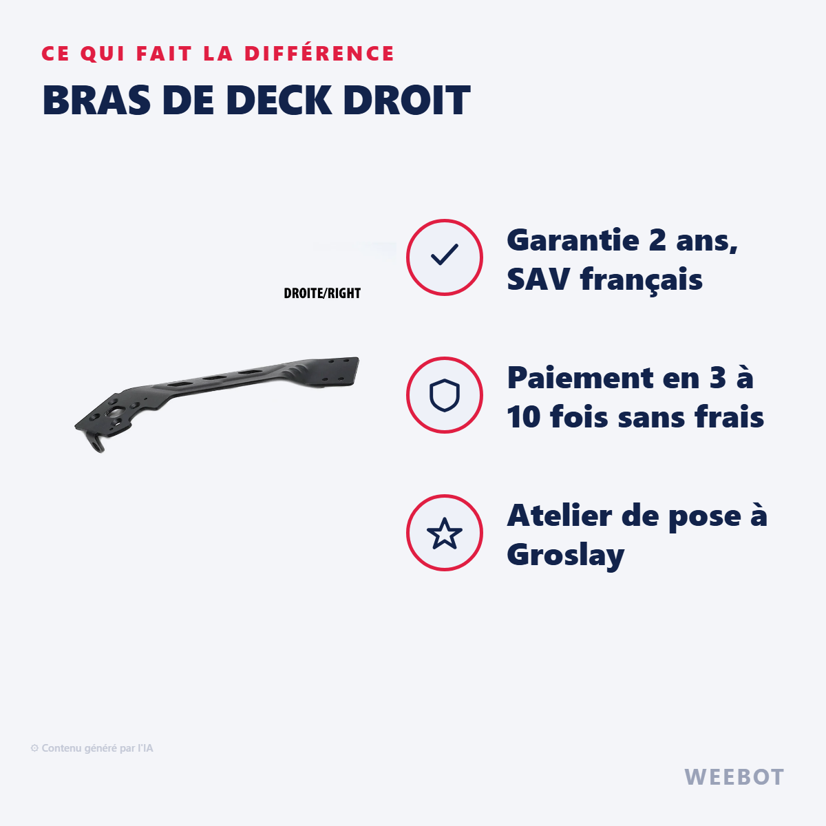 Bras de Deck Droit : les points forts
