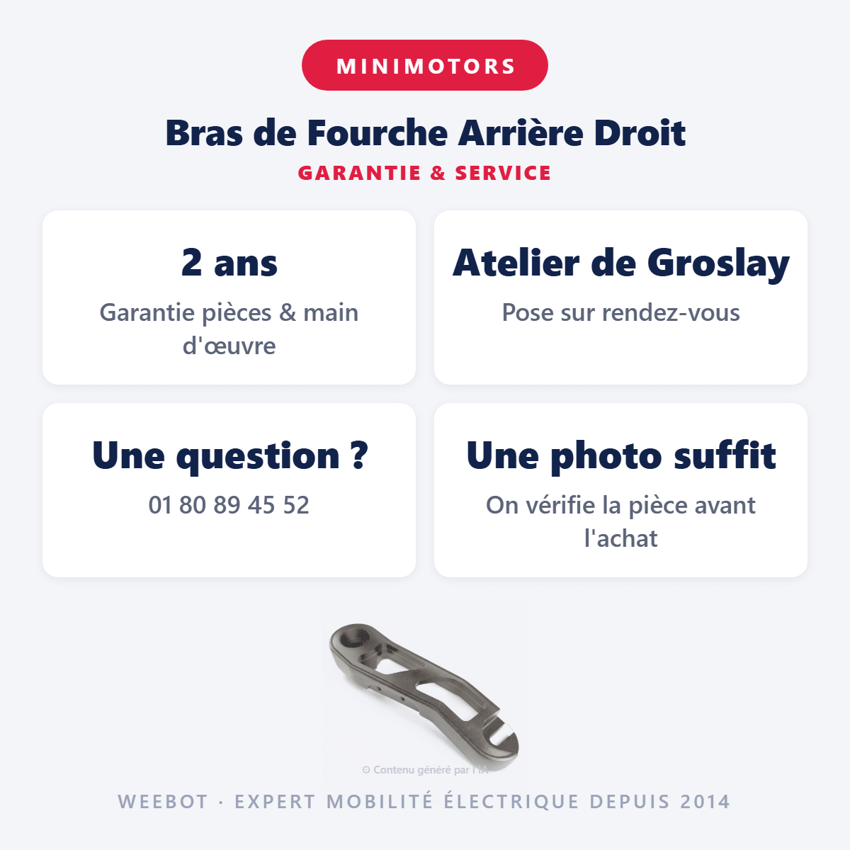 Bras de Fourche Arrière Droit pour Trottinette Electrique Dualtron Spider - Weebot