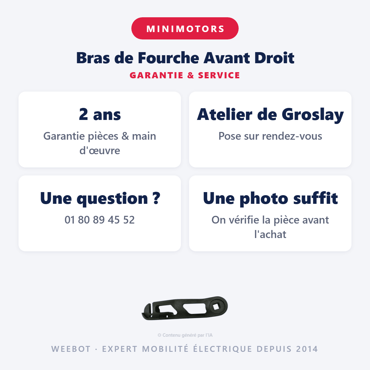Bras de Fourche Avant Droit pour Trottinette Electrique Dualtron Spider - Weebot