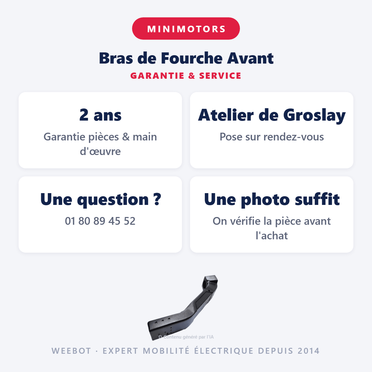 Bras de Fourche Avant pour Trottinette Électrique Dualtron X - Weebot