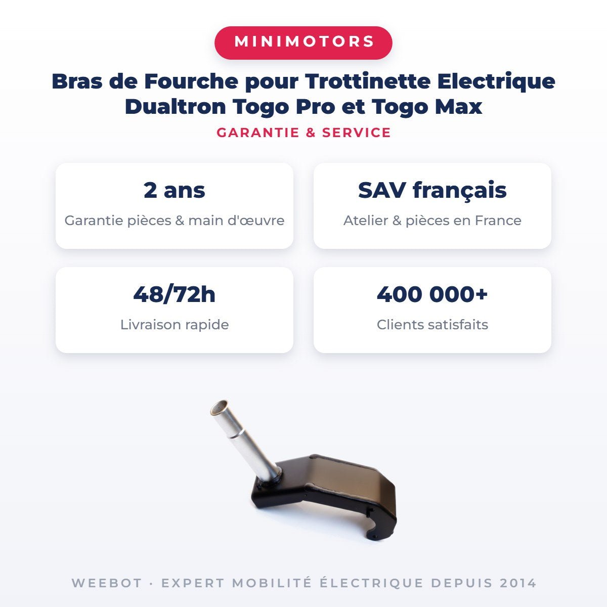 Bras de Fourche pour Trottinette Electrique Dualtron Togo Pro et Togo Max - Weebot