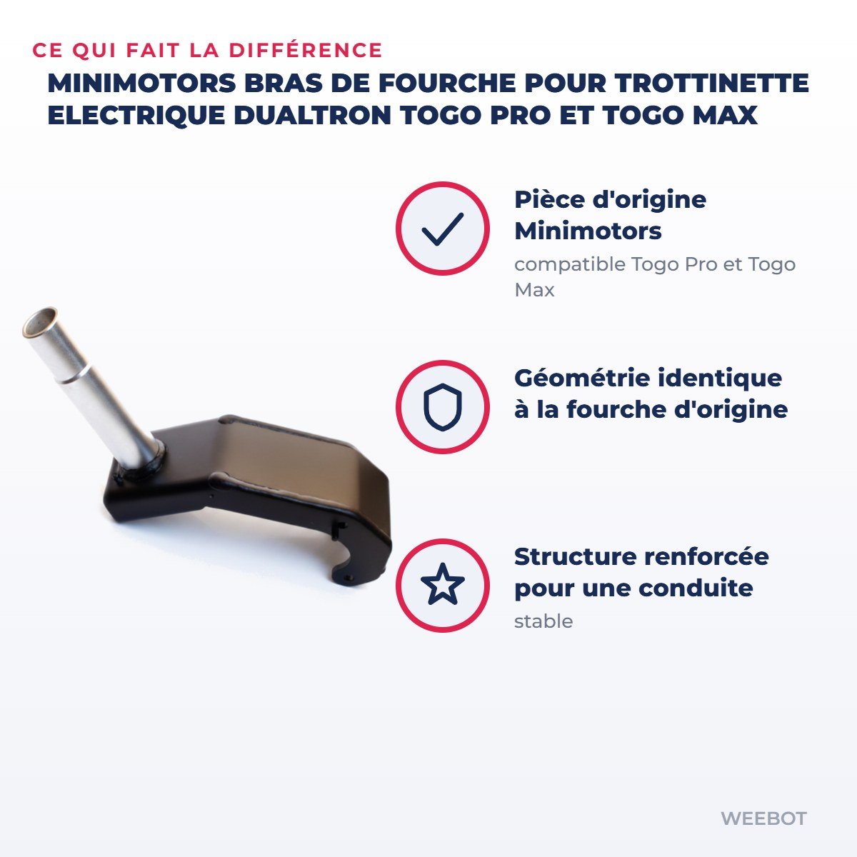 Bras de Fourche pour Trottinette Electrique Dualtron Togo Pro et Togo Max - Weebot