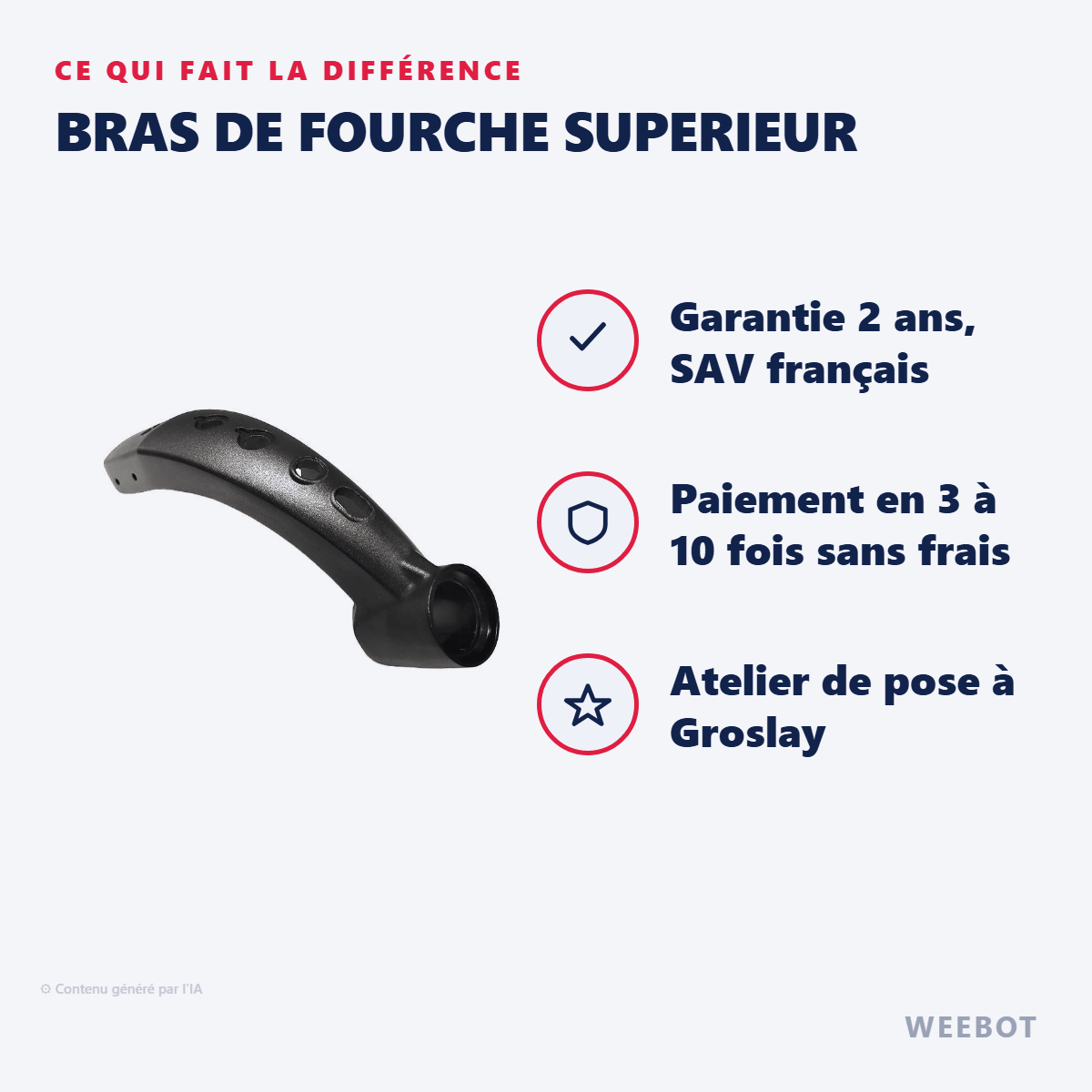 Bras de Fourche Superieur pour Trottinette Électrique Dualtron Spider Max - Weebot