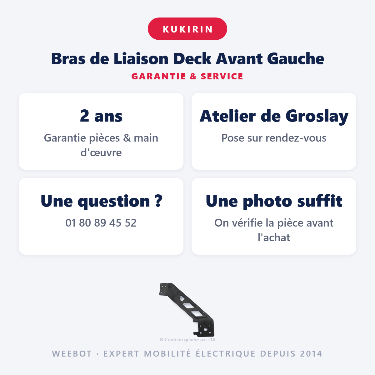 Bras de Liaison Deck Avant Gauche pour Trottinette Électrique Kukirin G2 Pro - Weebot