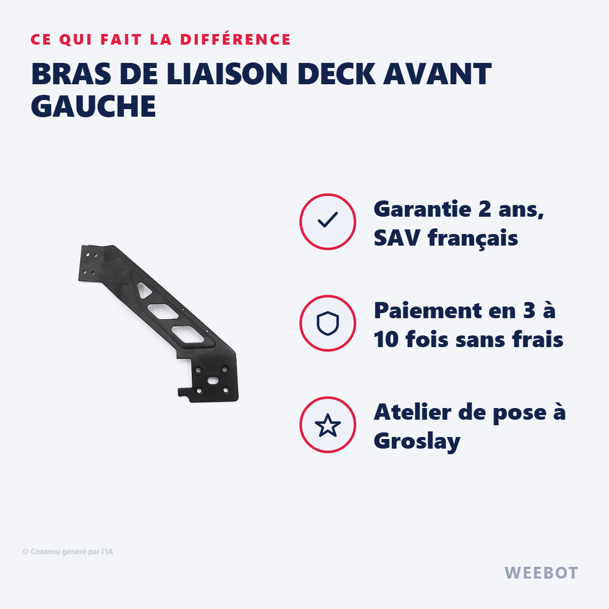 Bras de Liaison Deck Avant Gauche pour Trottinette Électrique Kukirin G2 Pro - Weebot