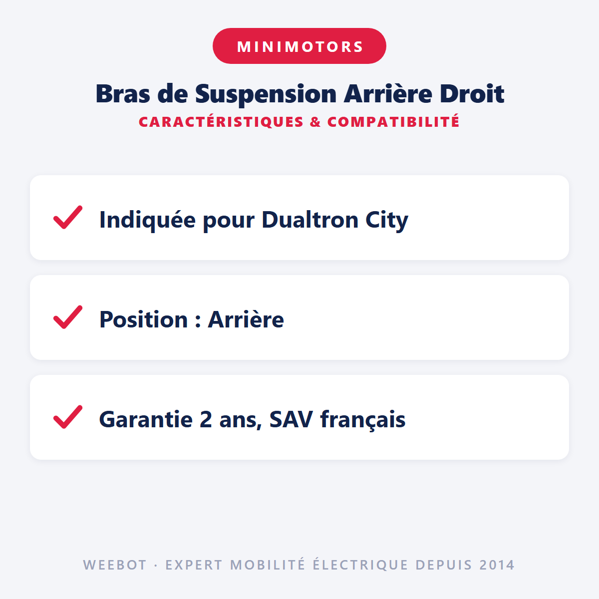 Bras de Suspension Arrière Droit : caractéristiques et compatibilité