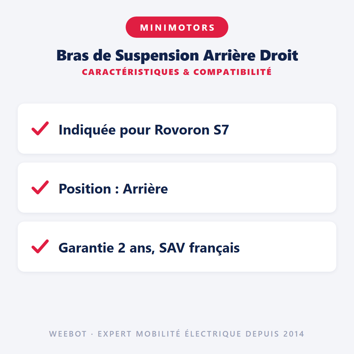Bras de Suspension Arrière Droit : caractéristiques et compatibilité