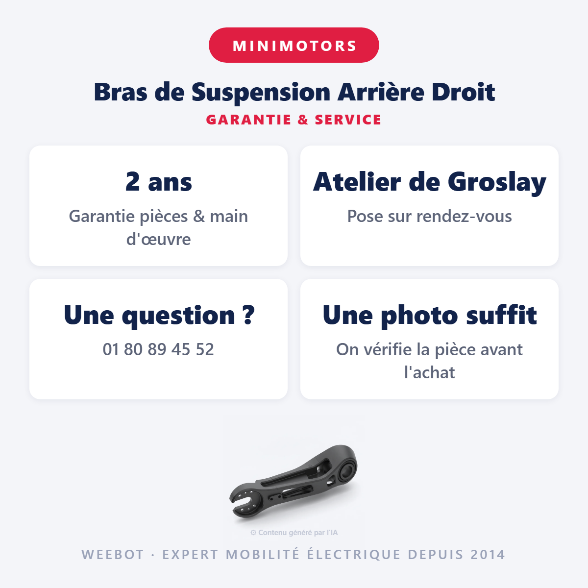 Bras de Suspension Arrière Droit : garantie 2 ans et service après-vente