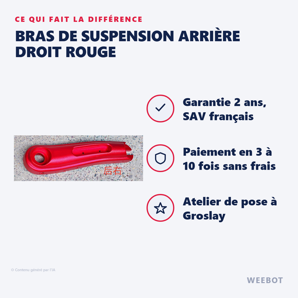 Bras de Suspension Arrière Droit Rouge : les points forts