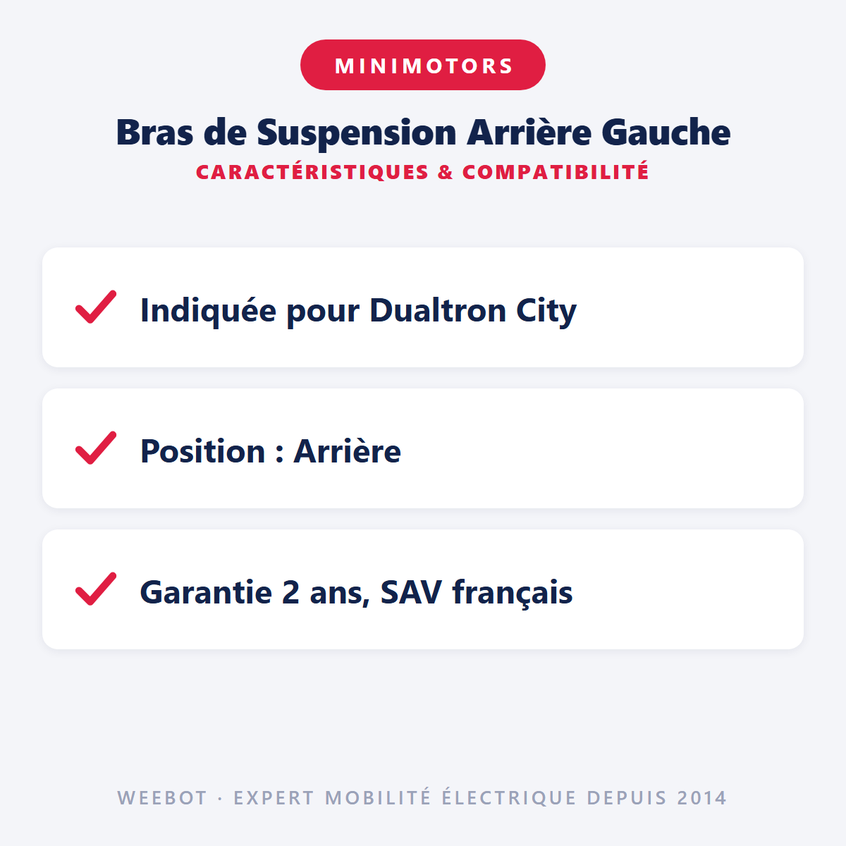 Bras de Suspension Arrière Gauche : caractéristiques et compatibilité
