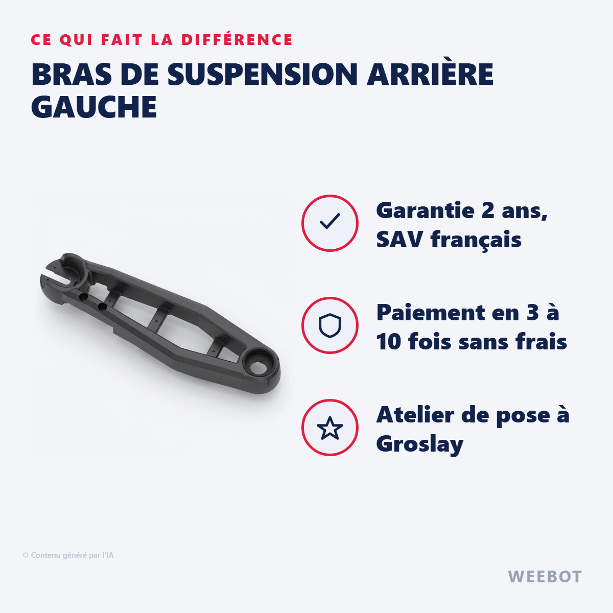 Bras de Suspension Arrière Gauche : les points forts