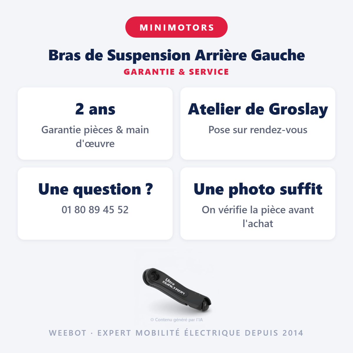 Bras de Suspension Arrière Gauche : garantie 2 ans et service après-vente