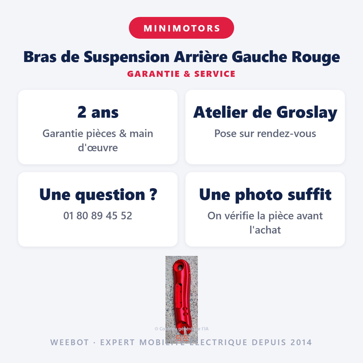 Bras de Suspension Arrière Gauche Rouge : garantie 2 ans et service après-vente