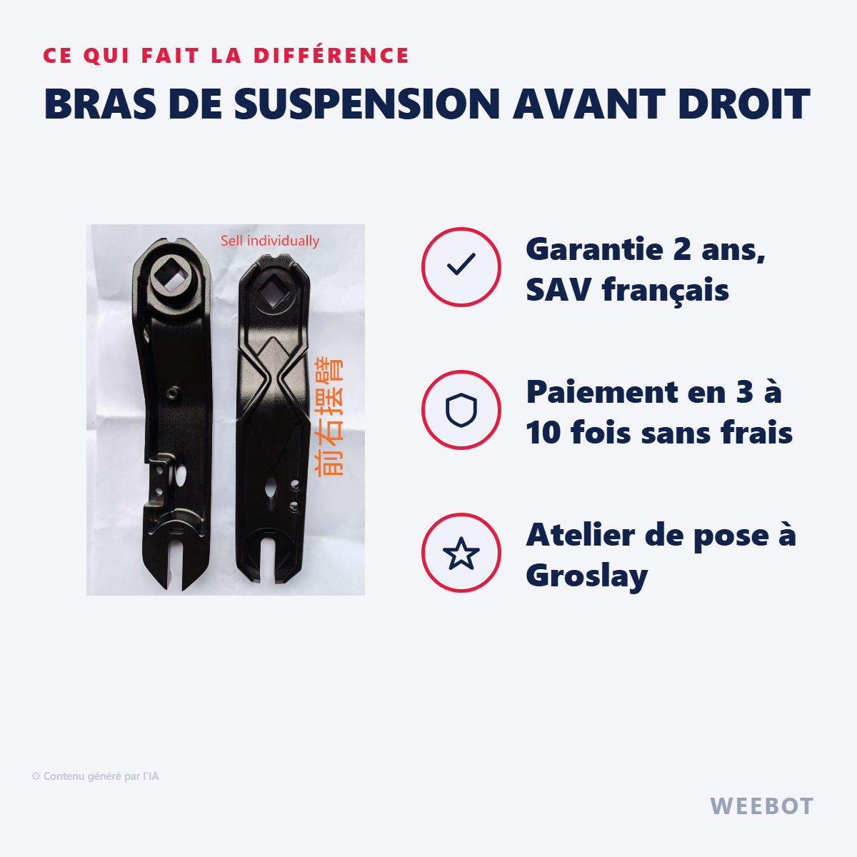 Bras de Suspension Avant Droit : les points forts