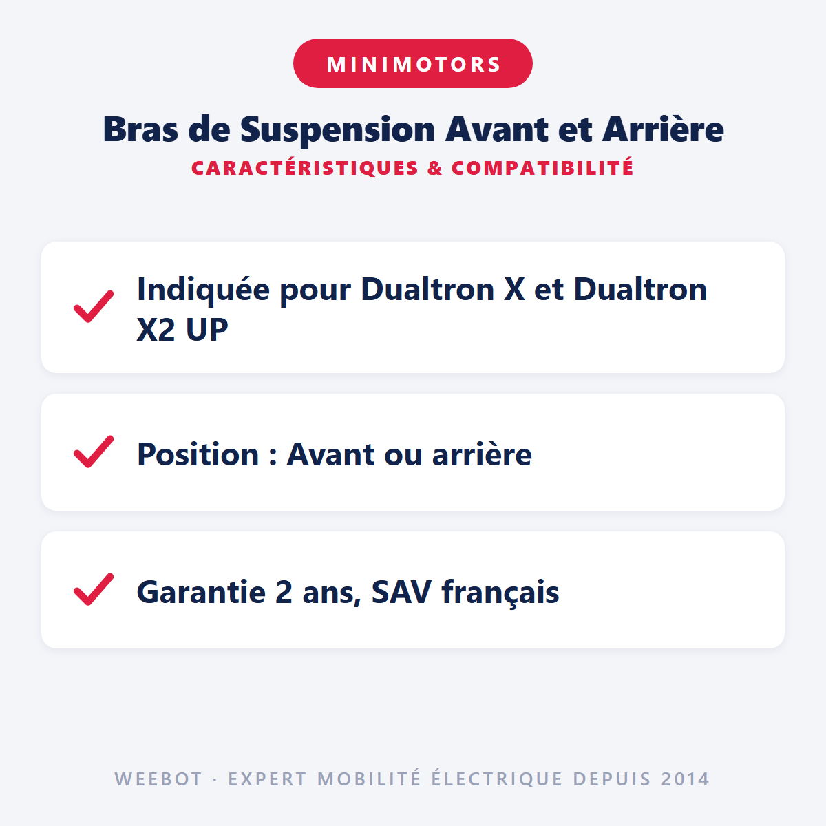 Bras de Suspension Avant et Arrière : caractéristiques et compatibilité