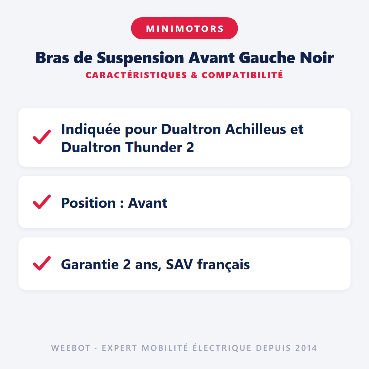Bras de Suspension Avant Gauche Noir : caractéristiques et compatibilité