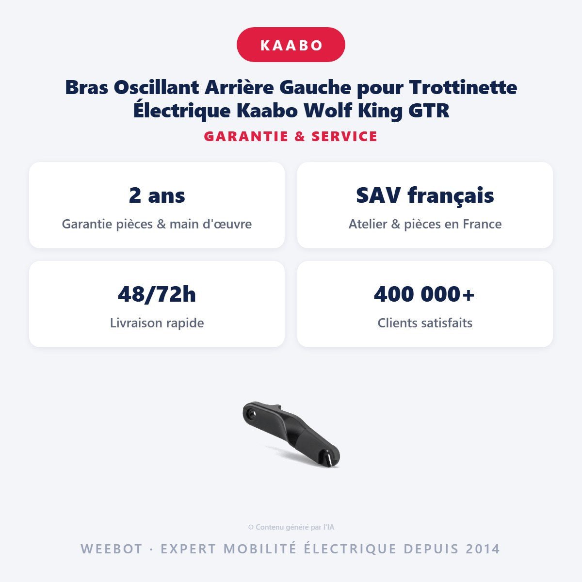 Bras Oscillant Arrière Gauche pour Trottinette Électrique Kaabo Wolf King GTR - Weebot