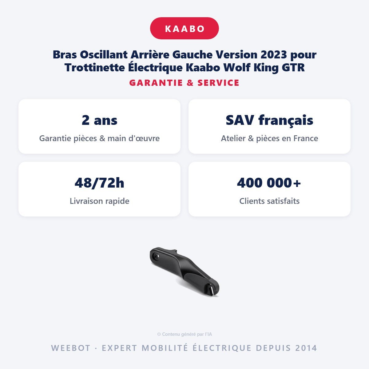 Bras Oscillant Arrière Gauche Version 2023 pour Trottinette Électrique Kaabo Wolf King GTR - Weebot