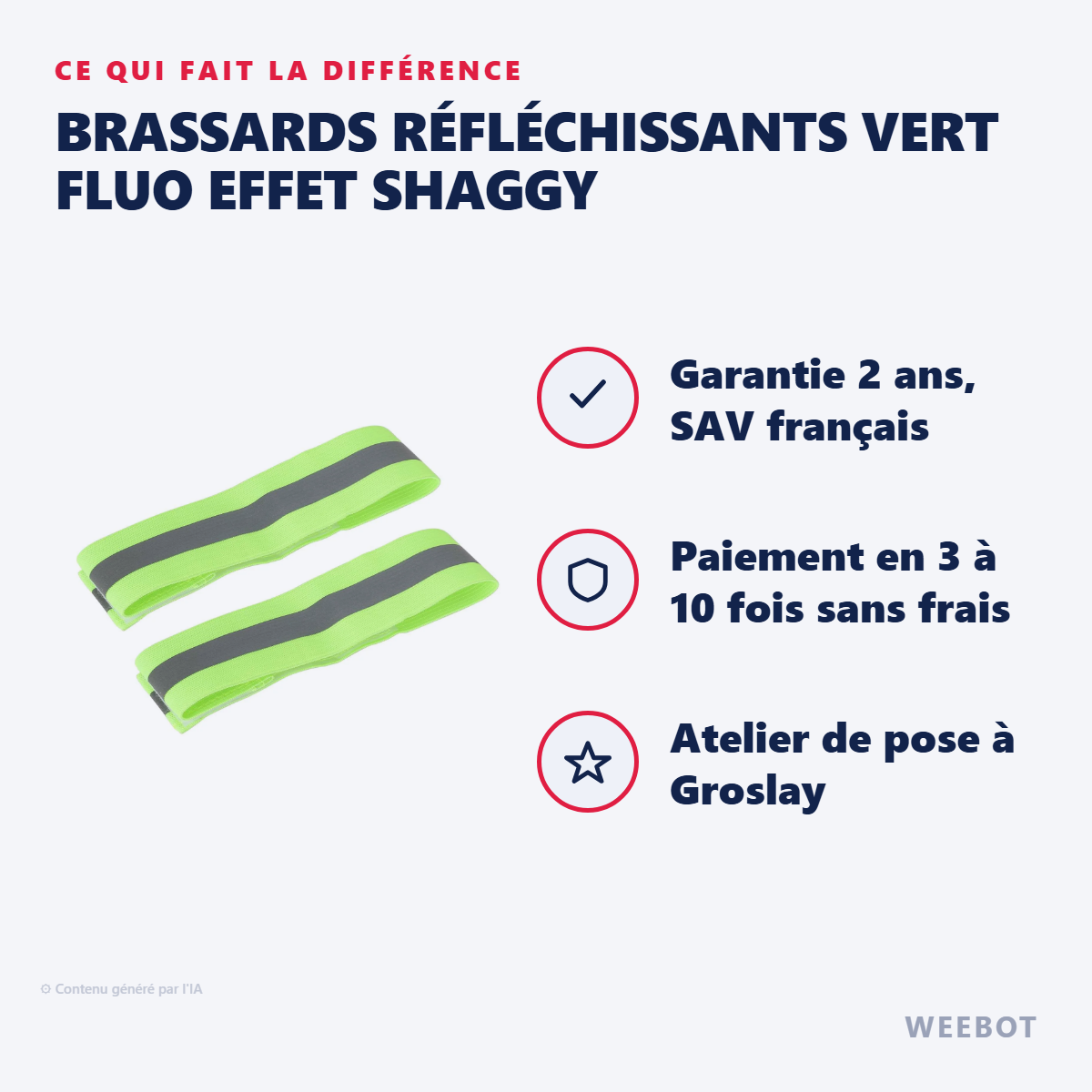 Brassards Réfléchissants Vert Fluo Effet Shaggy : les points forts