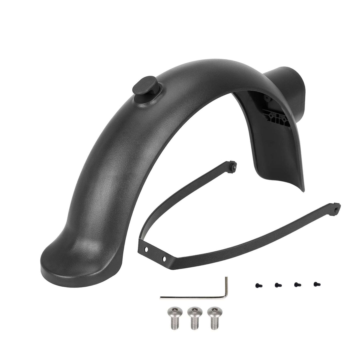 Kit garde-boue arrière noir avec support et visserie pour trottinette électrique