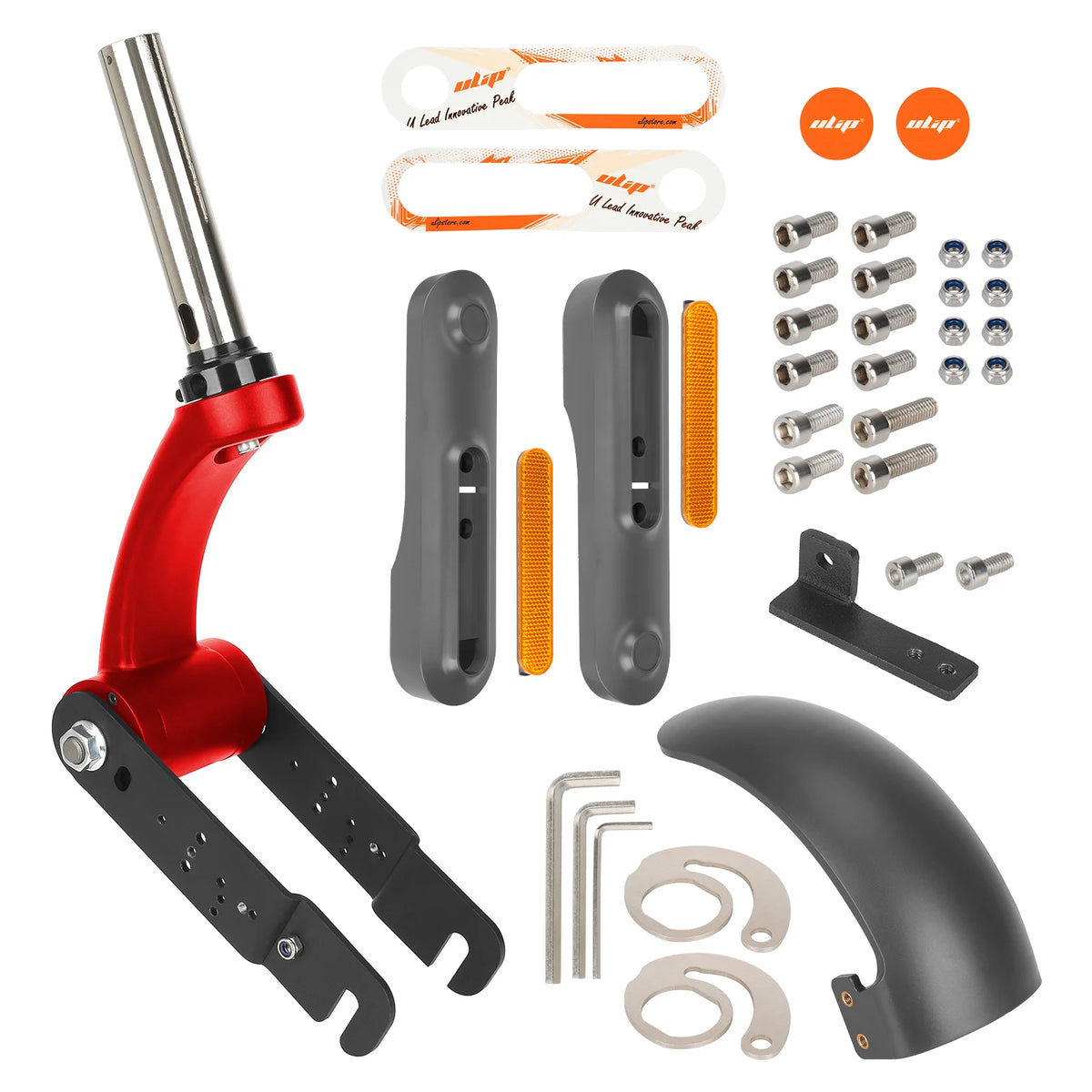 Kit de suspension avant rouge pour trottinette électrique avec garde-boue et vis