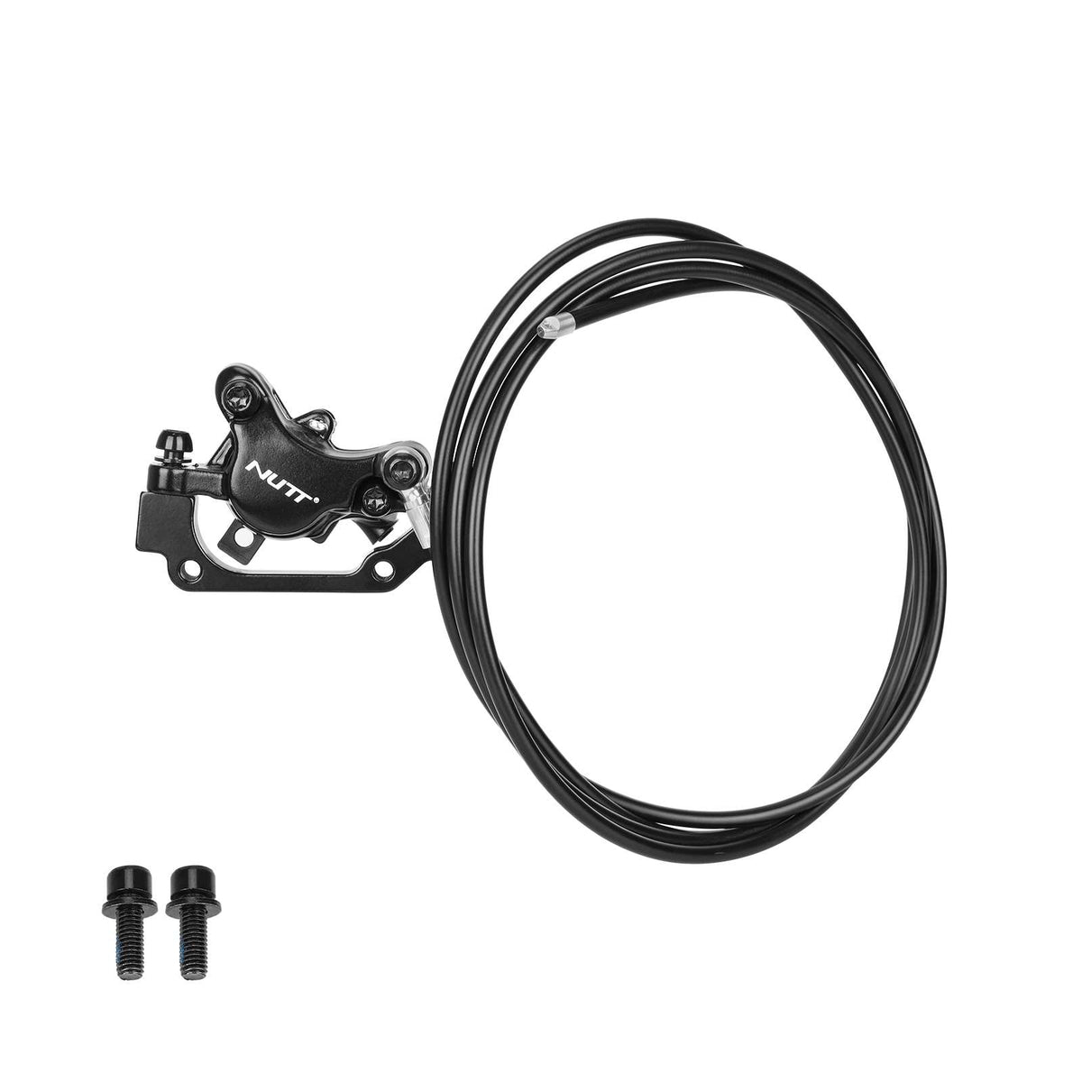 Étrier de frein hydraulique droit NUTT noir avec sa durite de 2050mm et vis de fixation