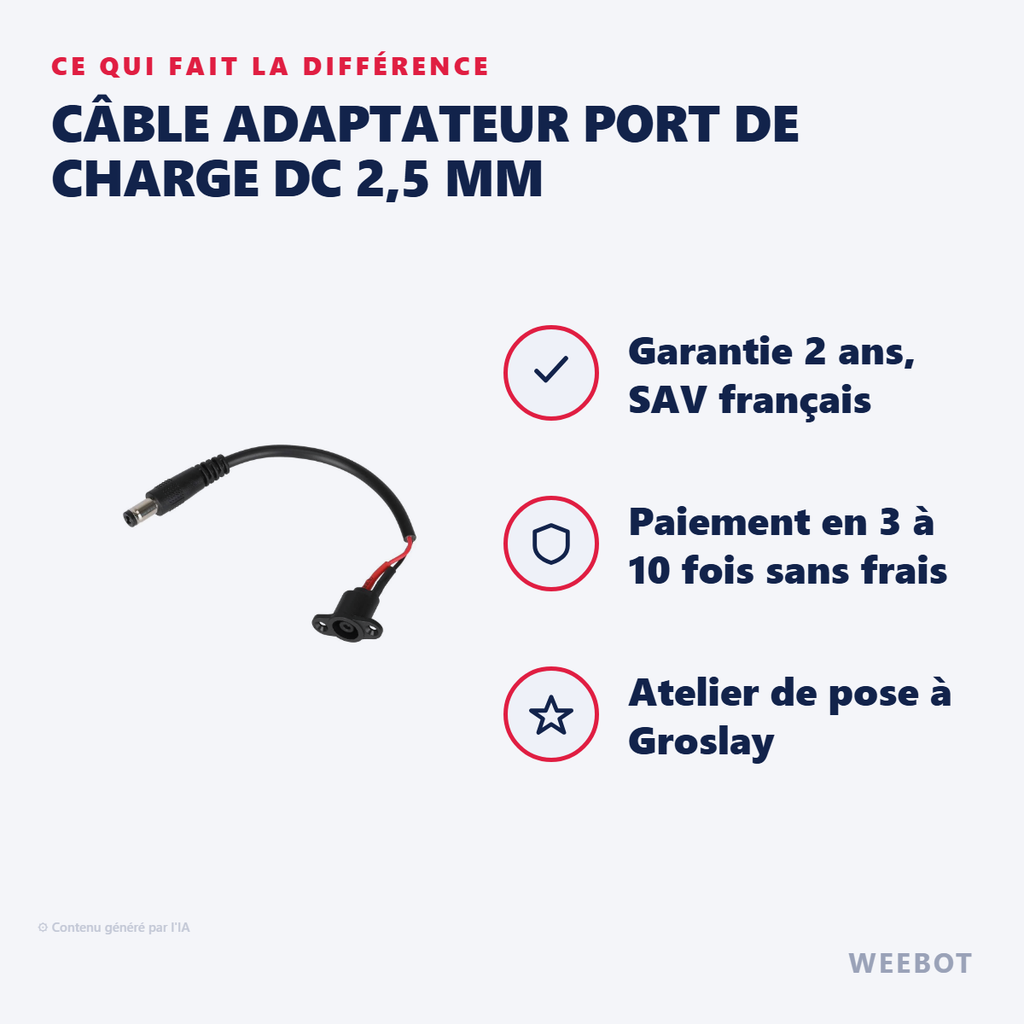 Câble Adaptateur Port Charge DC Xiaomi - Pas Cher