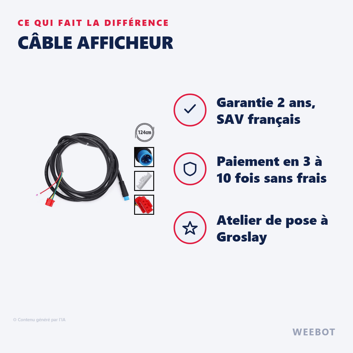 Câble Afficheur pour Trottinette Électrique Ninebot Segway F2 / F2 Plus - Weebot