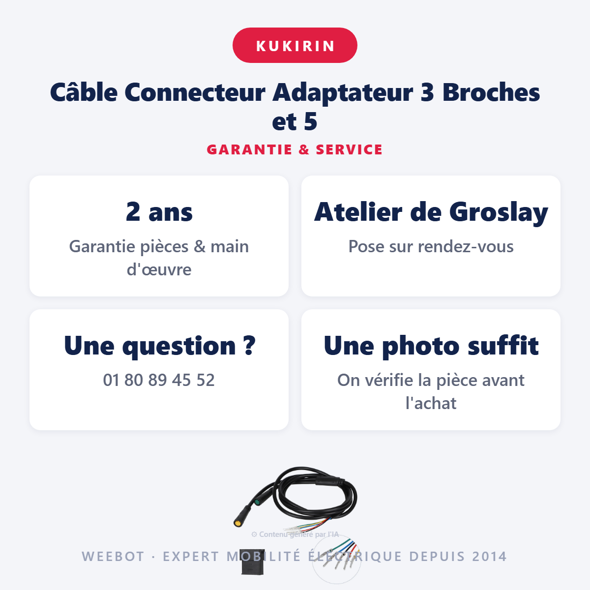 Câble Connecteur Adaptateur 3 Broches et 5 : garantie 2 ans et service après-vente