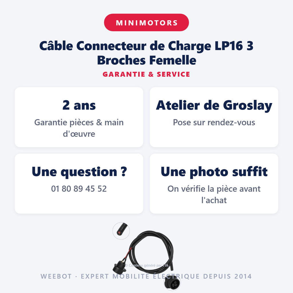 Câble Connecteur Charge LP16 3 Broches Femelle - Pas Cher