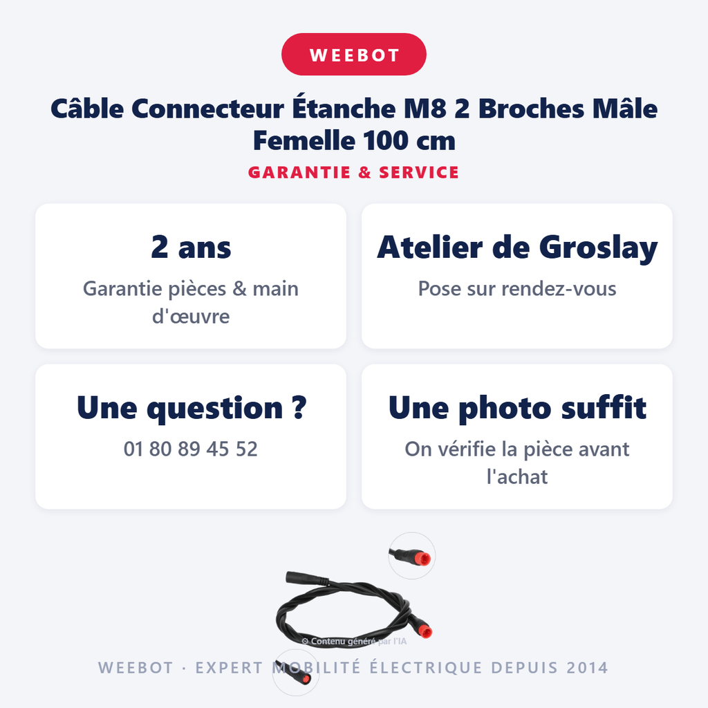 Câble Connecteur Étanche M8 100 cm - Pas Cher