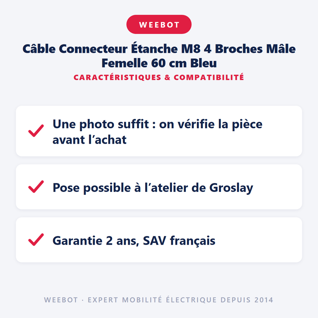 Câble Connecteur Étanche M8 60 cm Bleu - Pas Cher