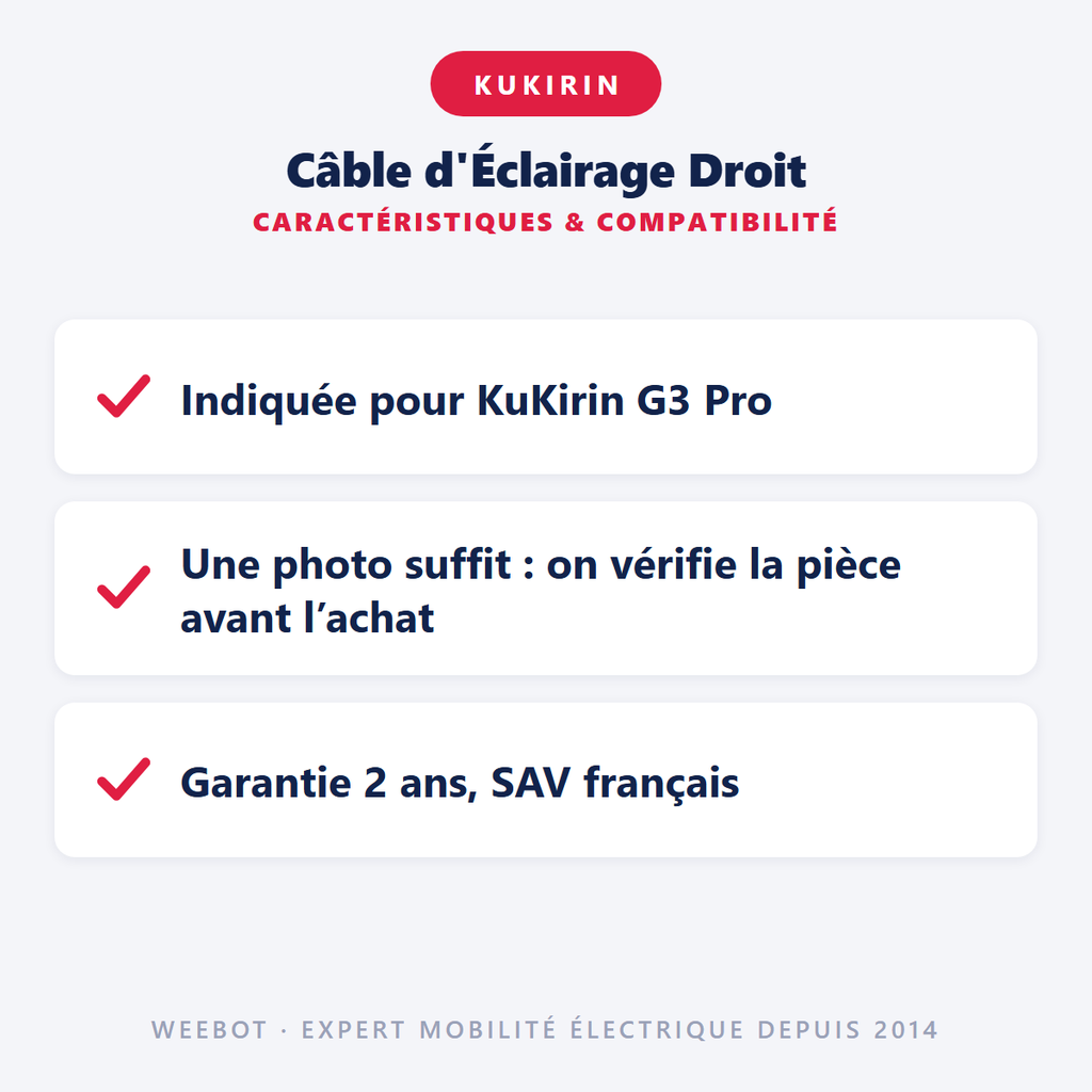 Câble d'Éclairage Droit KuKirin G3 Pro - Pas Cher