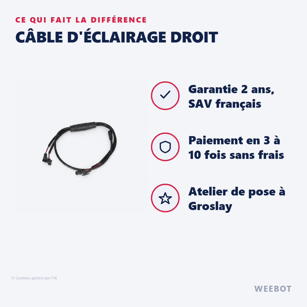 Câble d'Éclairage Droit KuKirin G3 Pro - Pas Cher