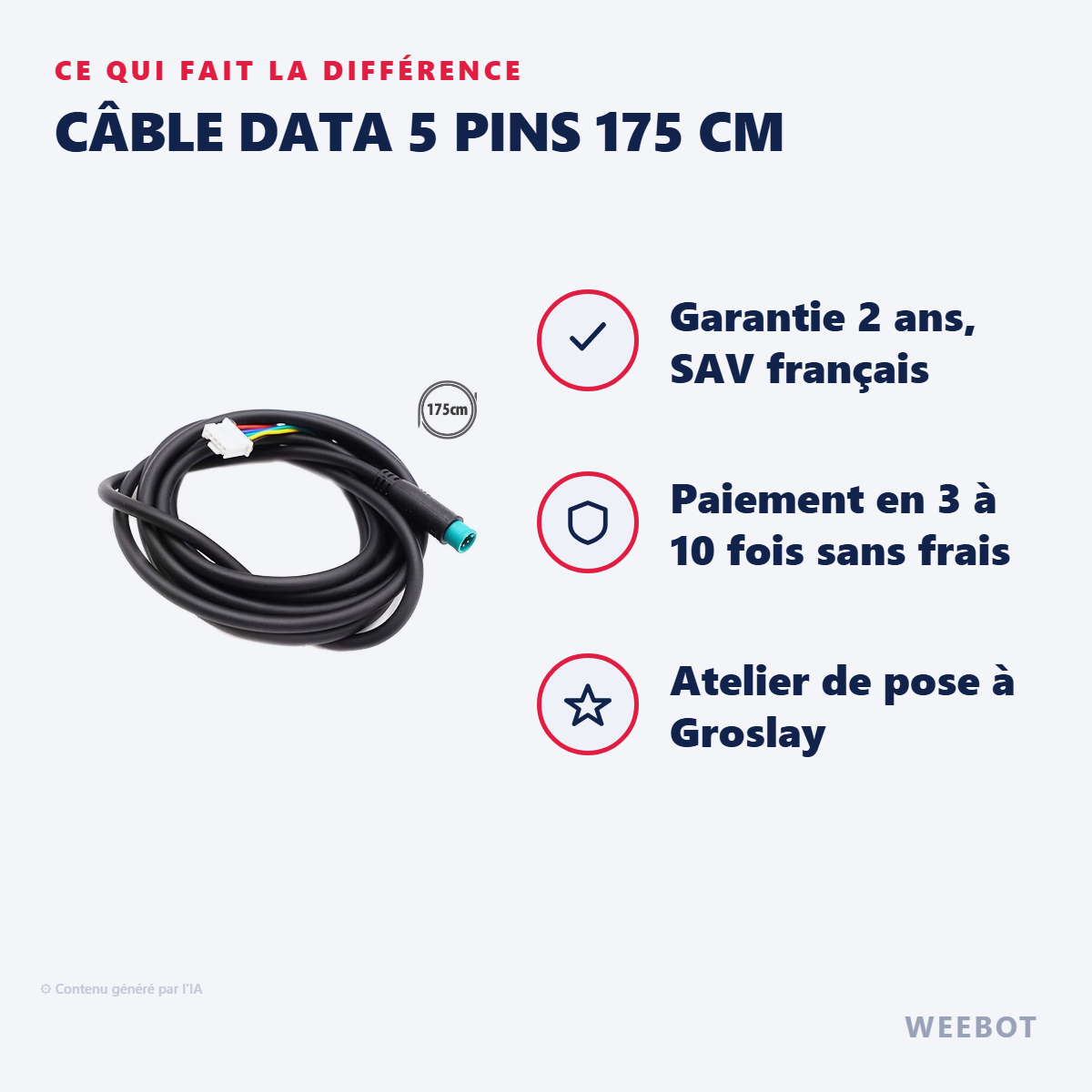 Câble Data 5 Pins 175 cm : les points forts