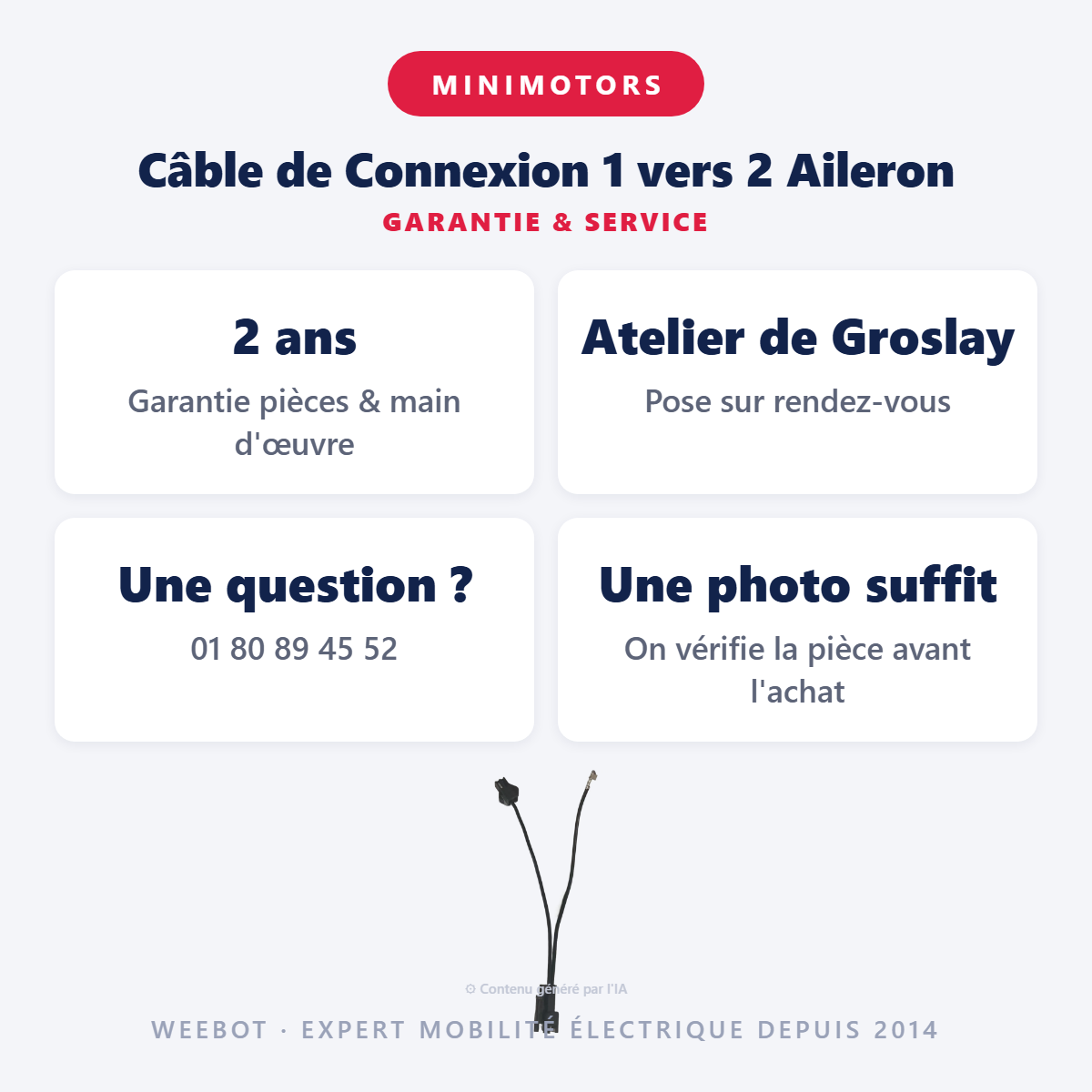 Câble de Connexion 1 vers 2 Aileron : garantie 2 ans et service après-vente