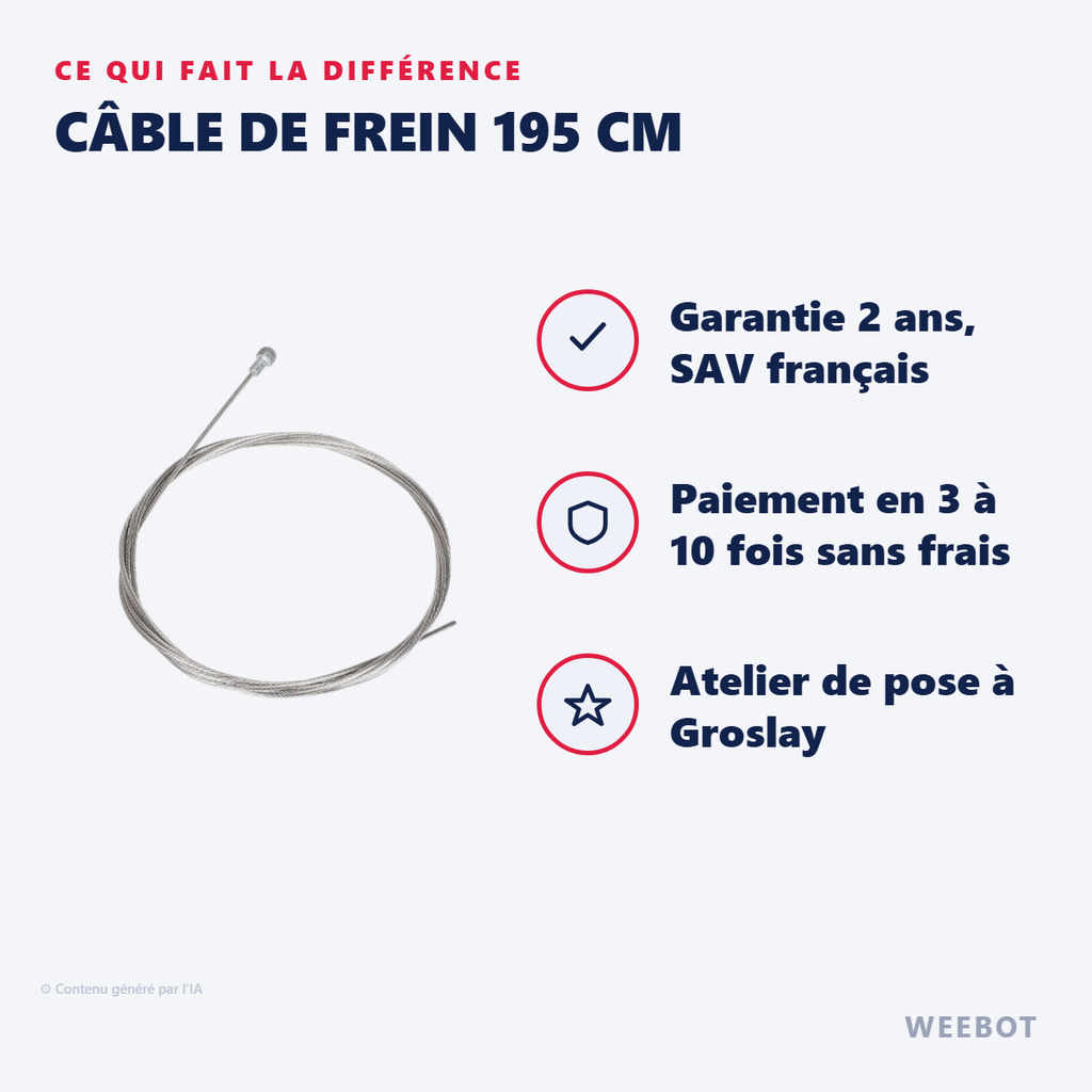 Câble de Frein 195 cm - Pas Cher