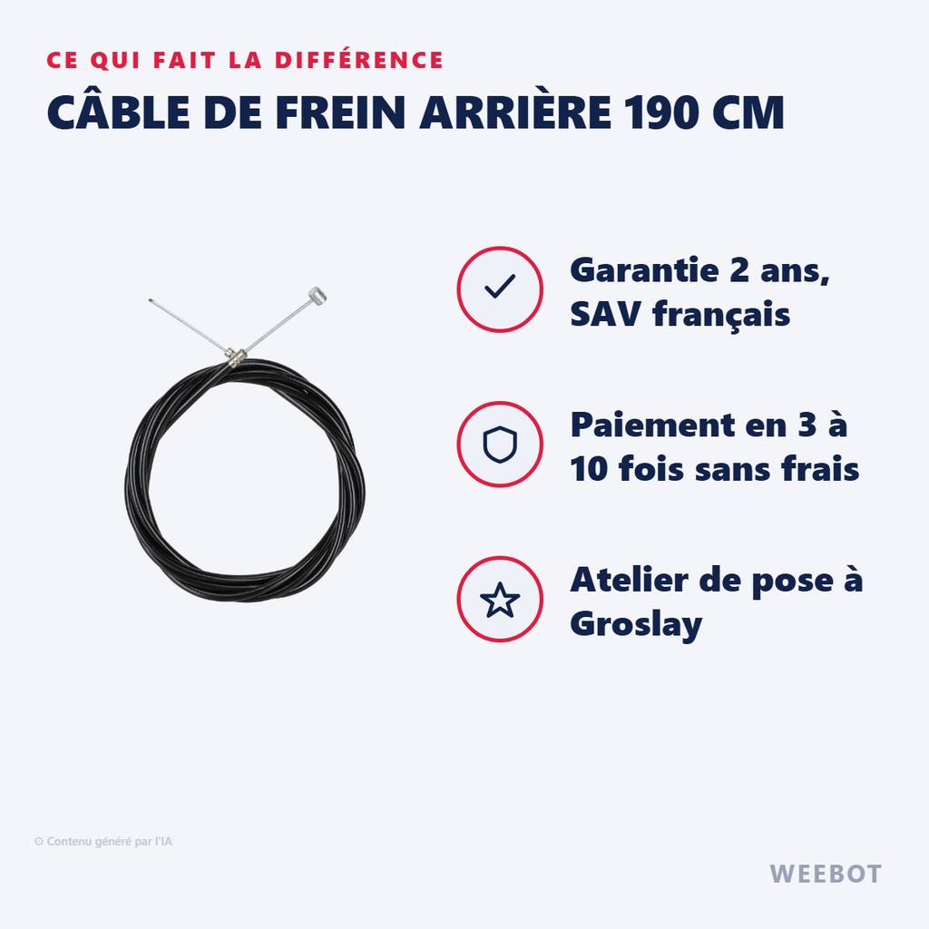 Câble de Frein Arrière 190 cm KuKirin G2 - Pas Cher