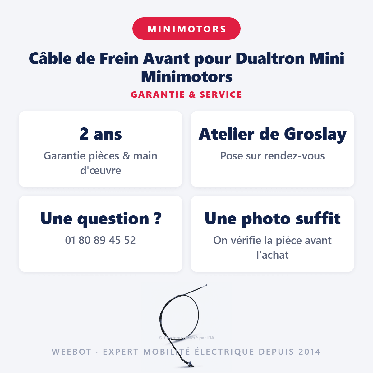 Câble de Frein Avant pour Dualtron Mini Minimotors - Weebot